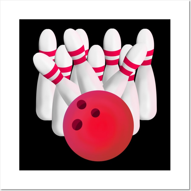 Tenpin bowling strike Wall Art by mailboxdisco
